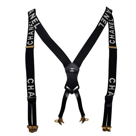 black and white chanel suspenders|Chanel Black and White CC Logo Suspenders ss 1994 .